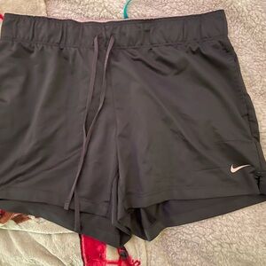Nike Women's Black Shorts (dark purple with light pink nike check)